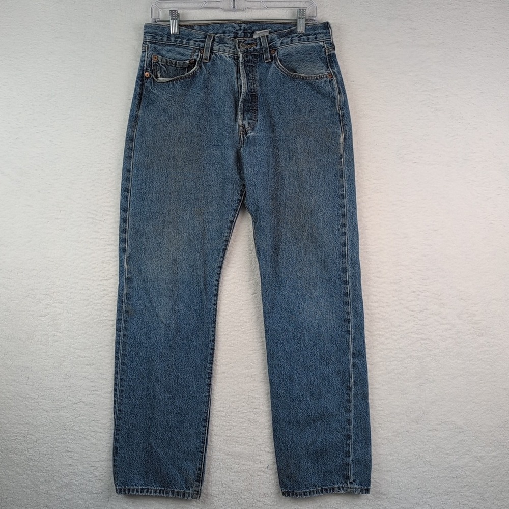 VTG Levi's 501 Jeans Men's 33x32 Medium Wash Denim Repaired Button Fly
